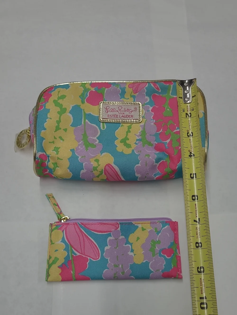 Lilly Pulitzer For Estee Lauder Pink/Yellow Floral Travel/Toiletry/Makeup Bag OS